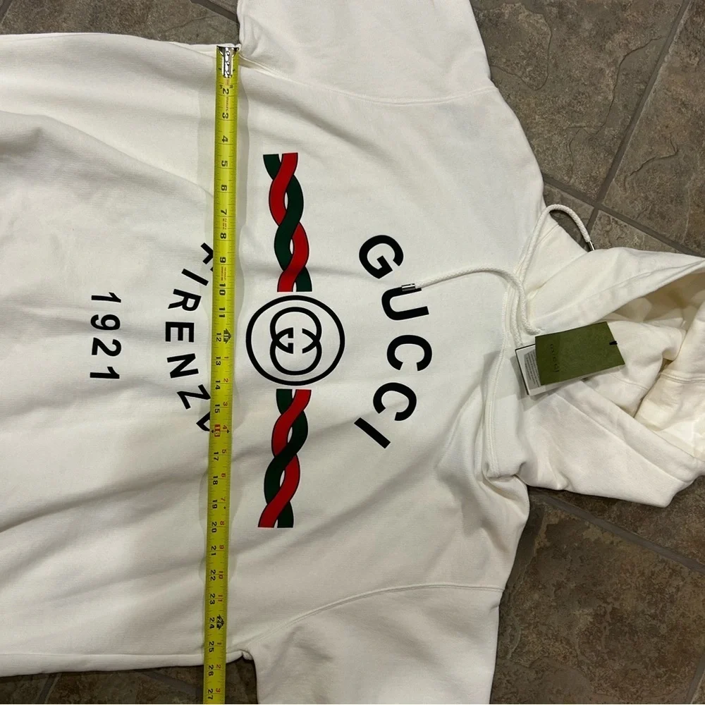 Men's Gucci FIRENZE 1921 cotton hoodie interlocking G/web stripe size XXXL